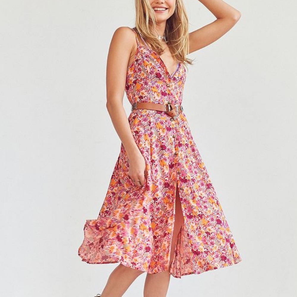 Graziano Floral Button-Down midi slip dress